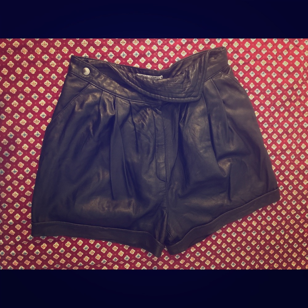 Dark brown -black leather shorts